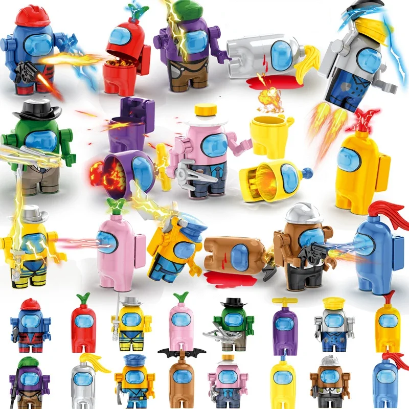 16PCS Including Weapons Base Game Star Space Alien Peluche Figure  Classic Model Bricks Sets Kids Kits Toys Birthday Gift