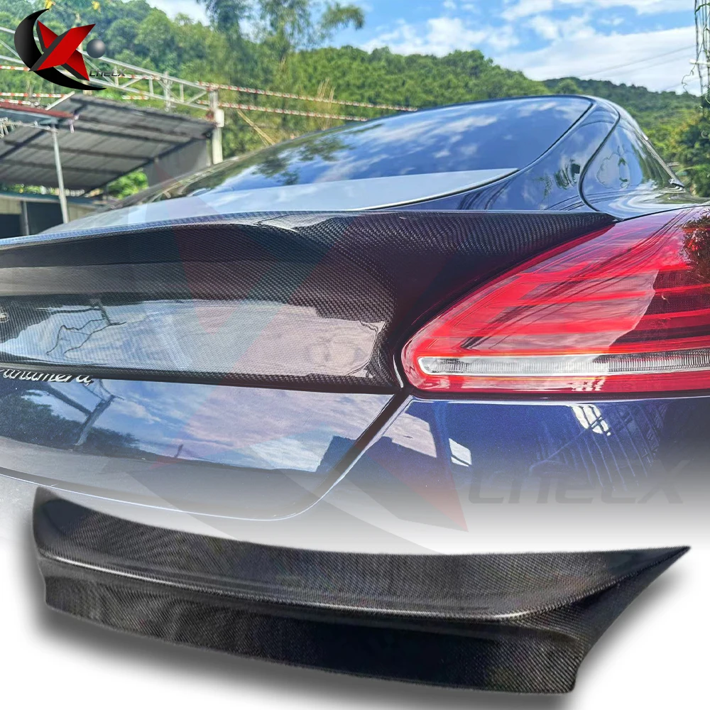 Cocok untuk Porsche Panamera 970.2 2014 2015 2016 penutup dekoratif tutup bagasi Bergaya V Spoiler bibir serat karbon berkualitas tinggi