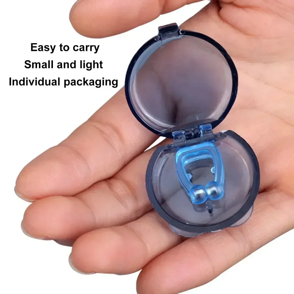

2pcs Unisex Mini Magnetic Snore Clip Safe Nasal Comfort Snore Clip Device Portable Soft Storage Box Evening Anti-snoriing Device