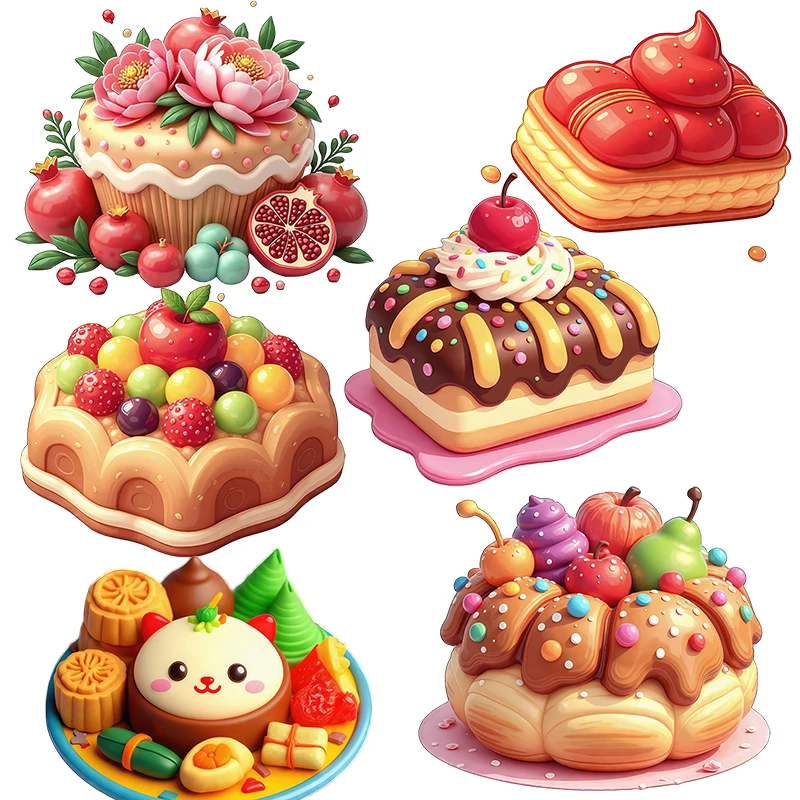 Three Ratels CG134 Exquisite colored cartoon pastry stickers for home decoration dessert shop window decals