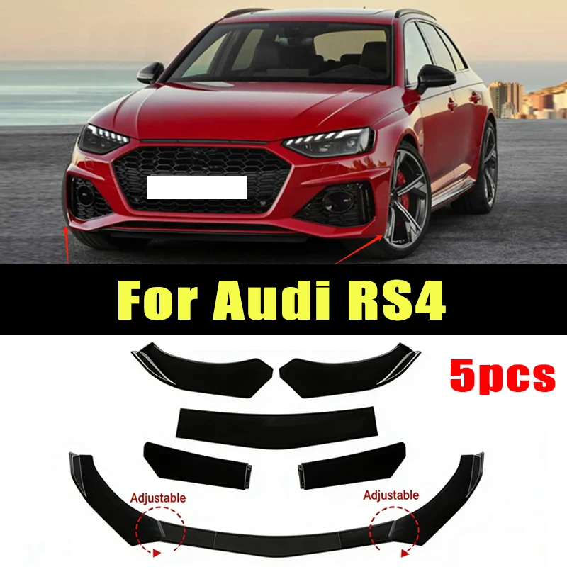 

5Pcs ABS Material Universal Car Front Bumper Separator Bumper Lip Body Kit Duck Lip Separator For Audi RS4 Car Accessories