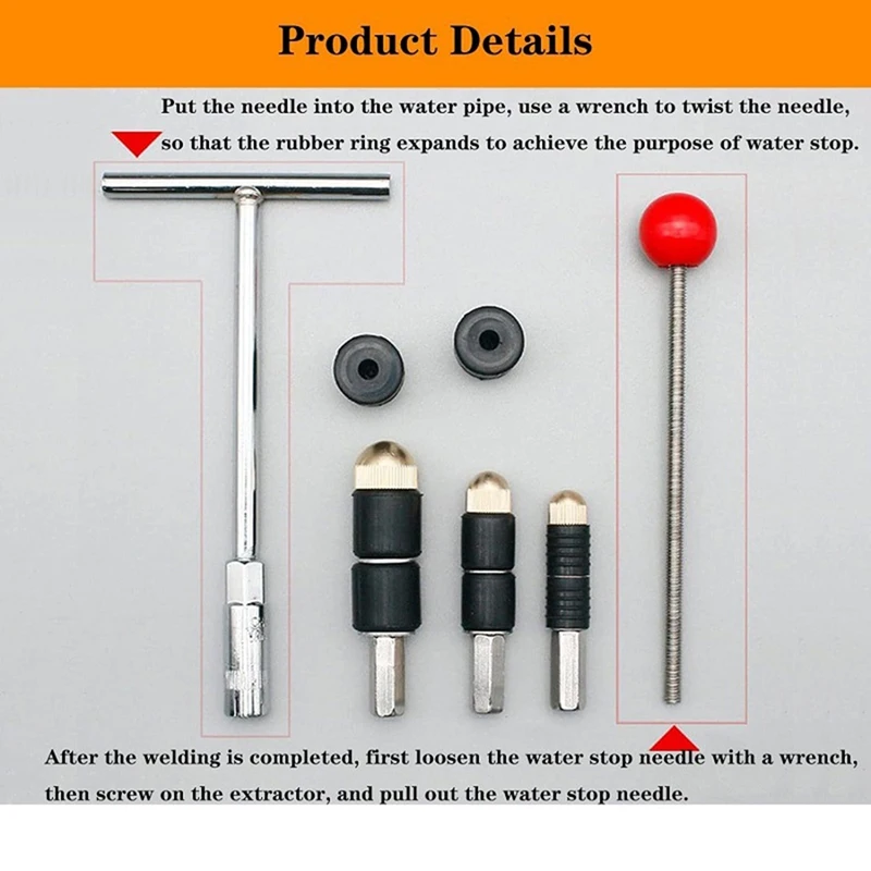 Hot-Melt Water Stop Pin Kitchen Repair Plumbing Tool Hot Melt Stopper Accessories Water Pipe Repair With Rubber Cover