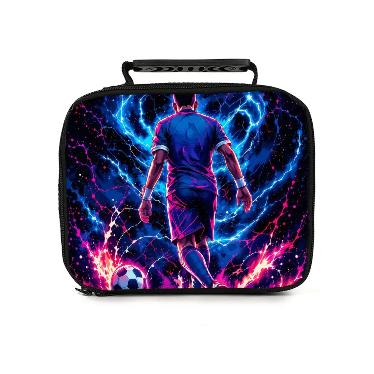 Football Print Children's Lunch Bag Best Gift for Boys Girls 2D Flat Cartoon Zipper for School Outdoor Picnics Bento