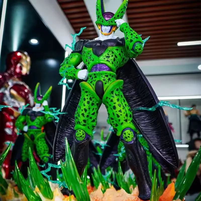 

35cm Balcony Brother Dragon Ball Anime Figure Cell Masquerade Perfect Green Monster Figures Collection Model Custom Gift