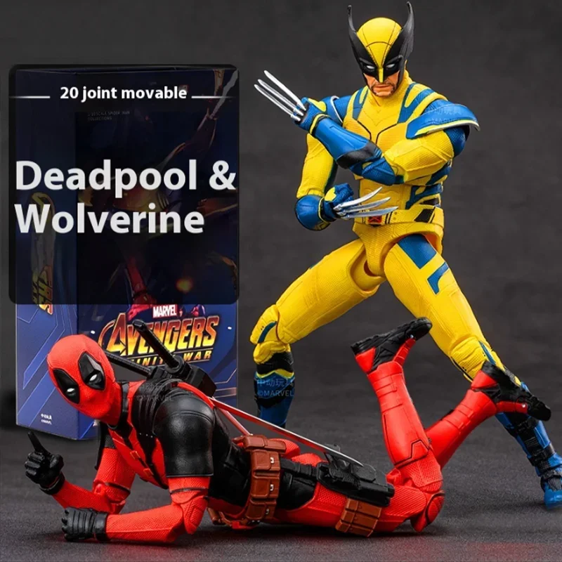 

2024 Hot Deadpool And Wolverine Handheld New Product Marvel Peripheral Mobile Doll Movie Boy Doll Model Teenage Toy Gifts Garage