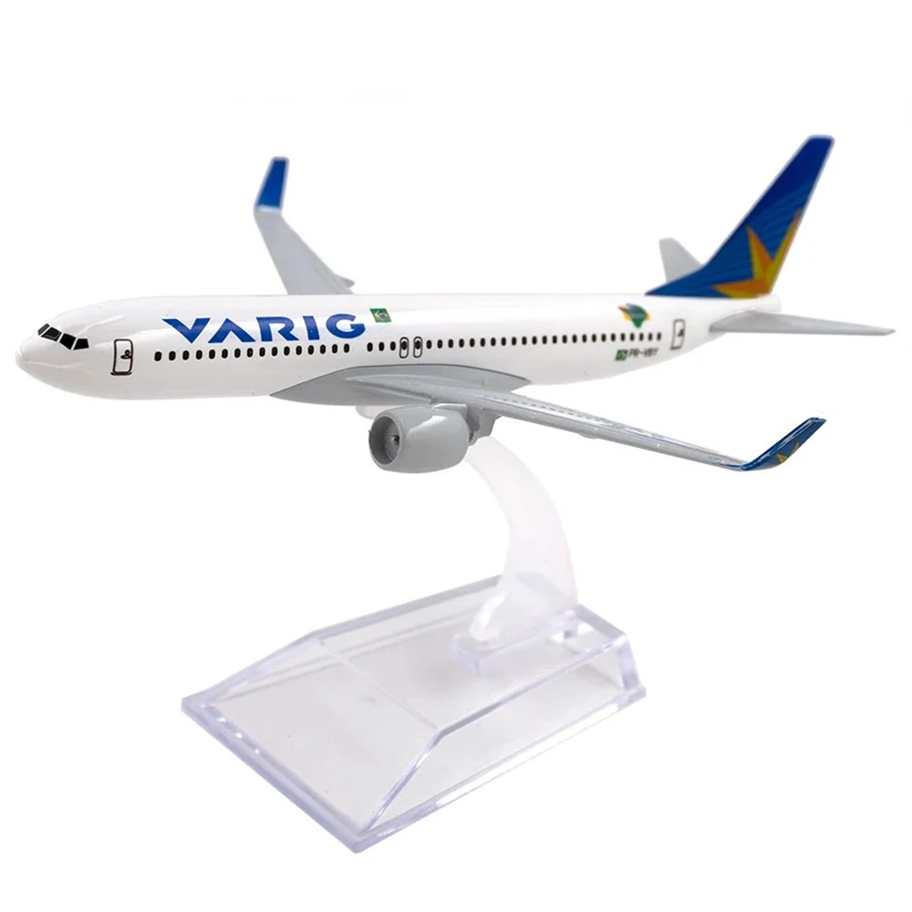 Avião de liga em escala 1/400 Boeing 737 VARIG 16cm Avião B737 Presente infantil para decoração de mesa de coleção
