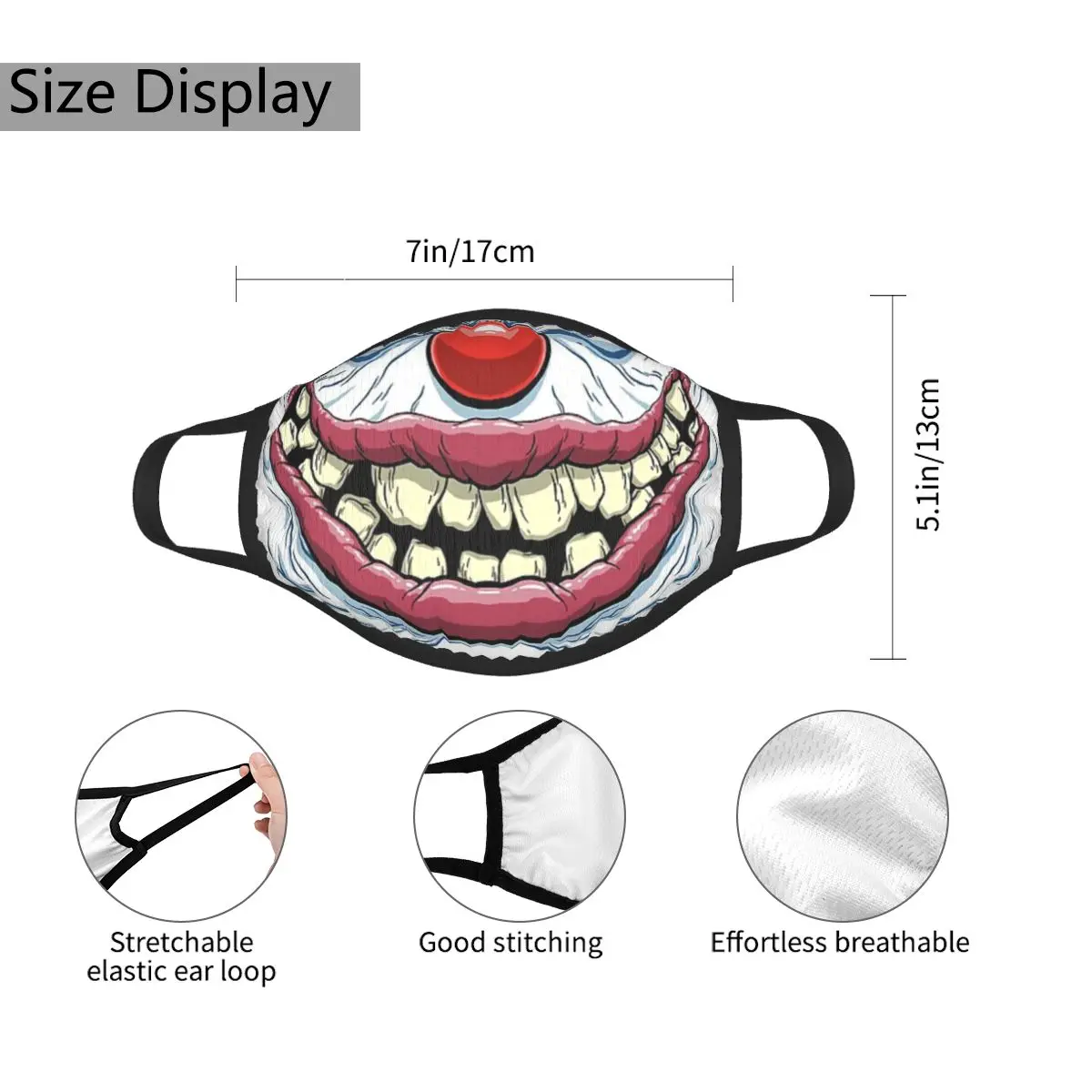 KILLER KLOWN RUDY 5pc Children'S Washable And Reusable Mask Cartoon Pattern Printing Windproof Child-Friendly Mask