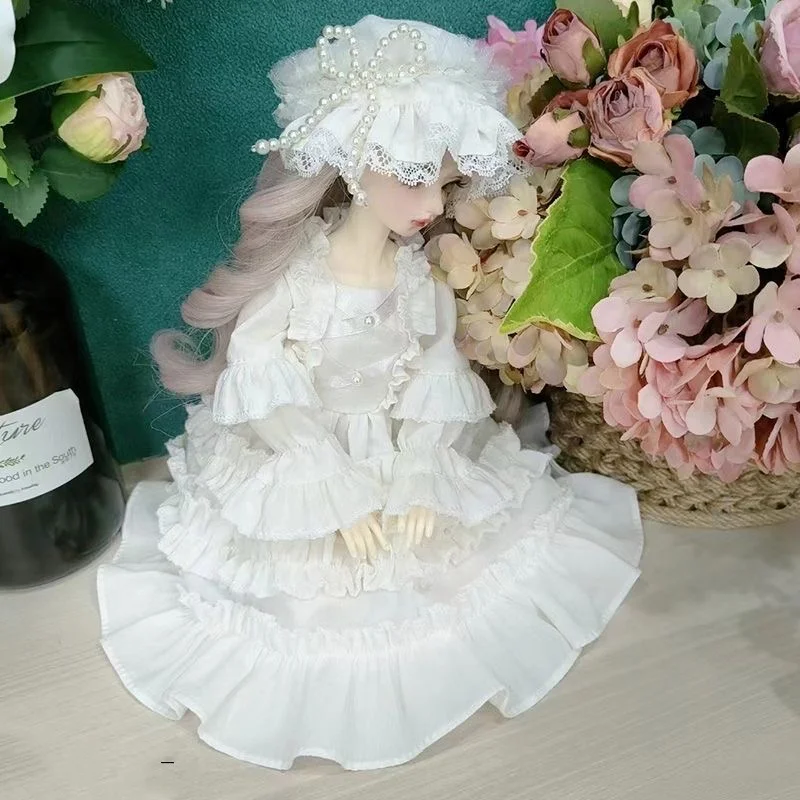 1/3 Doll Clothes  1/4 1/6 Bear Girl Princess Dress,  White Skirk Blythe Doll Clothes Tiara Set