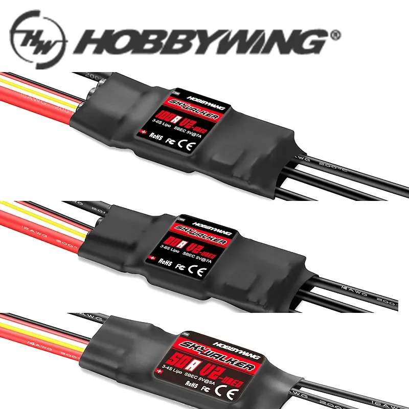 

Hobbywing 2023 Новый Skywalker V2 бесщеточный ESC 40A 50A 80A 100A V2 ESC 2-4S контроллер скорости с BEC/UBEC для радиоуправляемого квадрокоптера