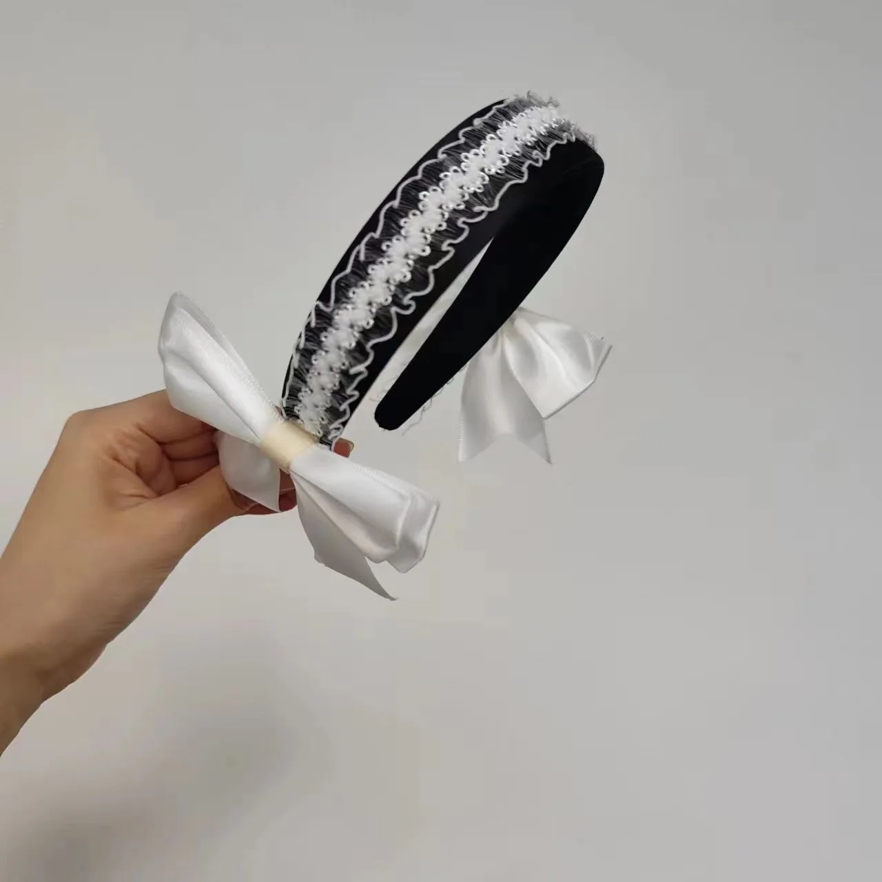 Cerceau de cheveux Lolita de style japonais pour fille, cerceau à larges bords, Kawaii, rétro JK, bandeau avec nœud en dentelle, doux Anime, demoiselle d'honneur, fête de thé, coiffure Cosplay