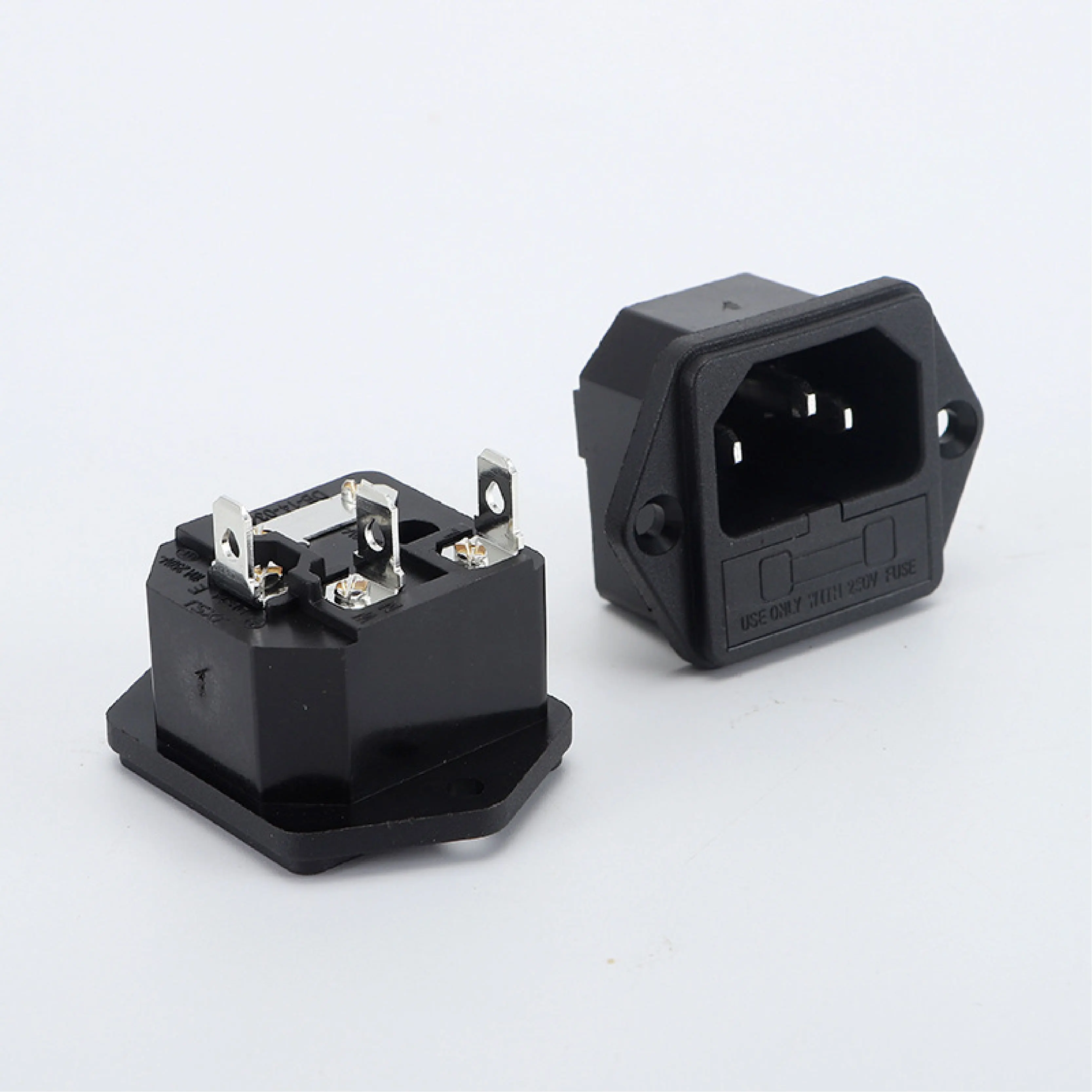 5Pcs IEC Fused Inlet Socket AC-03 Panel Mount Power Connector 10A 250V with Integrated Fuse Holder