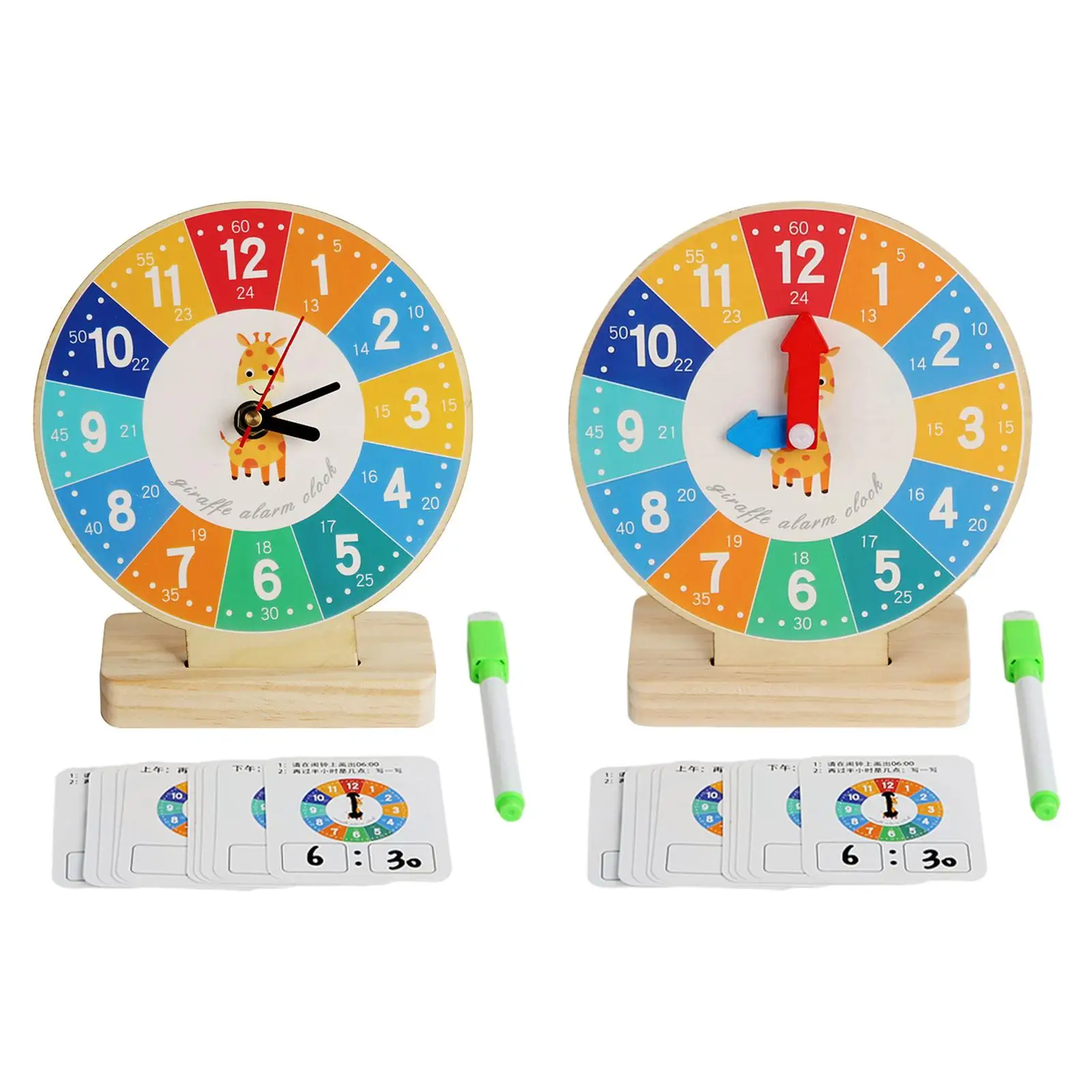 Reloj educativo de madera para niños, juguete para el hogar, suministros escolares para niños pequeños