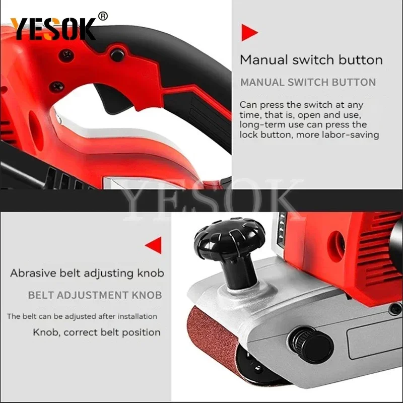 Industrial Grade Sanding Machine 4 Inch Belt Machine Household Portable Small Sandpaper Plane Polishing Polisher--220V