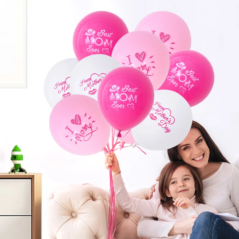 10pcs Happy Father\'s Day Mother\'s Day Balloons I Love You Best Mom Best Dad Latex Balloon For Birthday Party Decor Mother Gifts