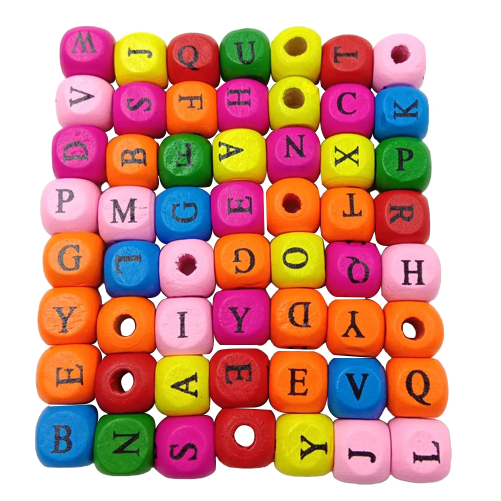 

200 Pcs Wooden Alphabet Beads Jewelry Design Square Letter Aesthetic Home Decoration Multicolor for Crafts Personalized