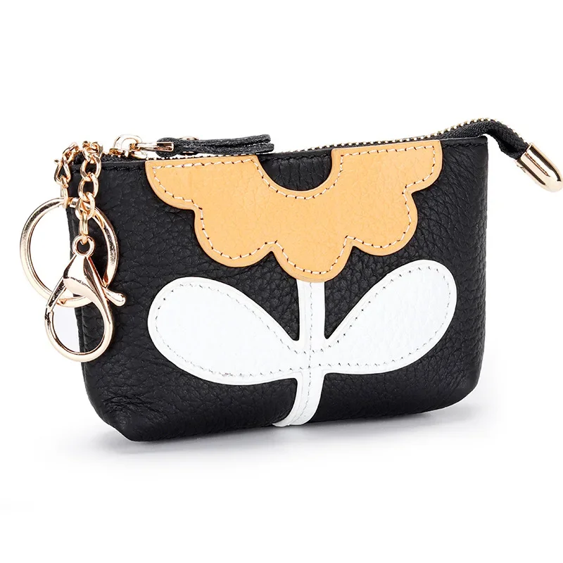 Japanese Korean Style Genuine Cowhide Leather Coin Purse Real Leather Key Small Item Holder Small Wallet 7Z