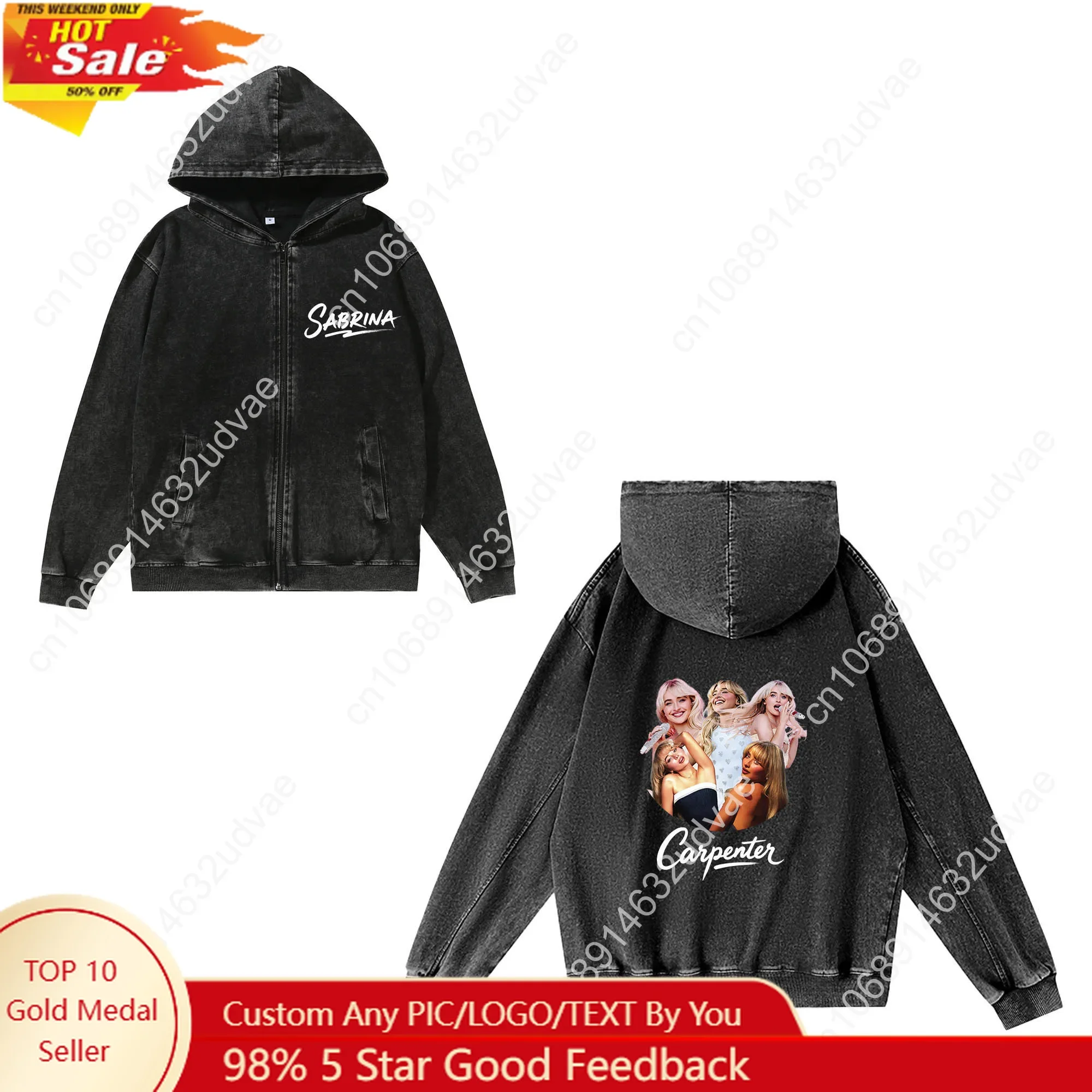 Sabrina Carpenter Zipper Sweatshirt Man Woman Retro Hoodies Pop Singer Vintage Pullover with Pocket Fashion Full Zip Jacket Tops