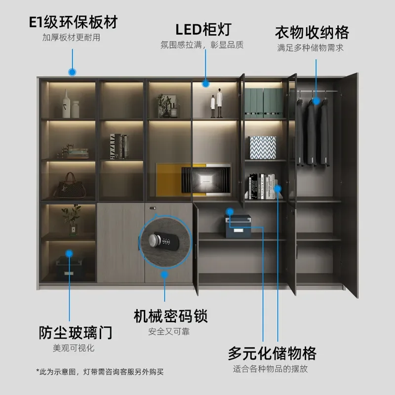 Wooden File Cabinet with Doors Low Storage Organizer Bookshelf Archive Cupboard for Home Office Living Room Bedroom Tea