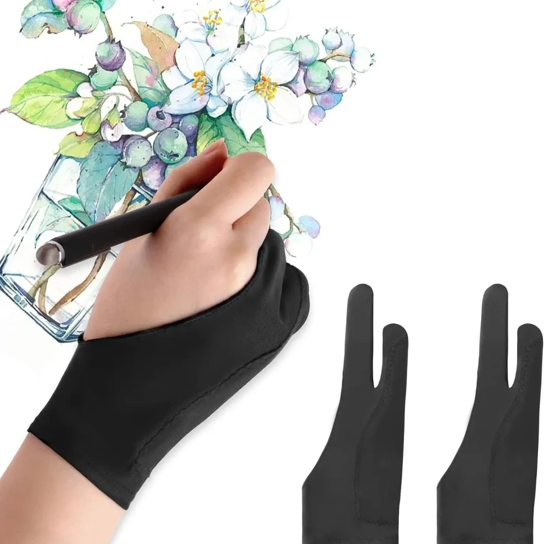 Anti-touch Two-Finger Hand Painting Gloves For Tablet Digital Board Screen Touch Drawing Anti-fouling Oil Painting Art Supplies