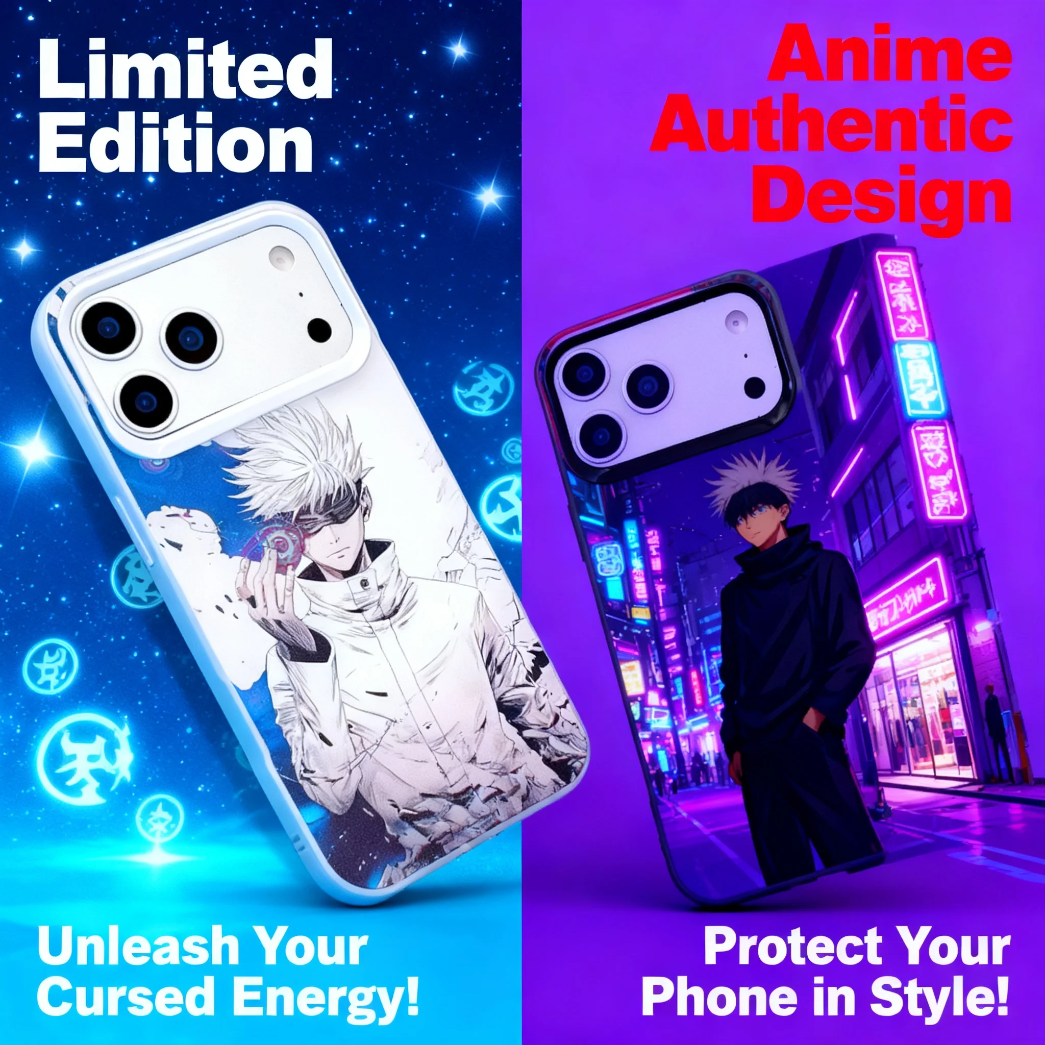 

Чехол для телефона с изображением Годжо Сатору из аниме Jujutsu Kaisen для iPhone 17 Pro, 16 Pro, 15, 14, 13, 12, 11. Мягкий, гибкий, из ТПУ, ударопрочный, с защитой от падений.