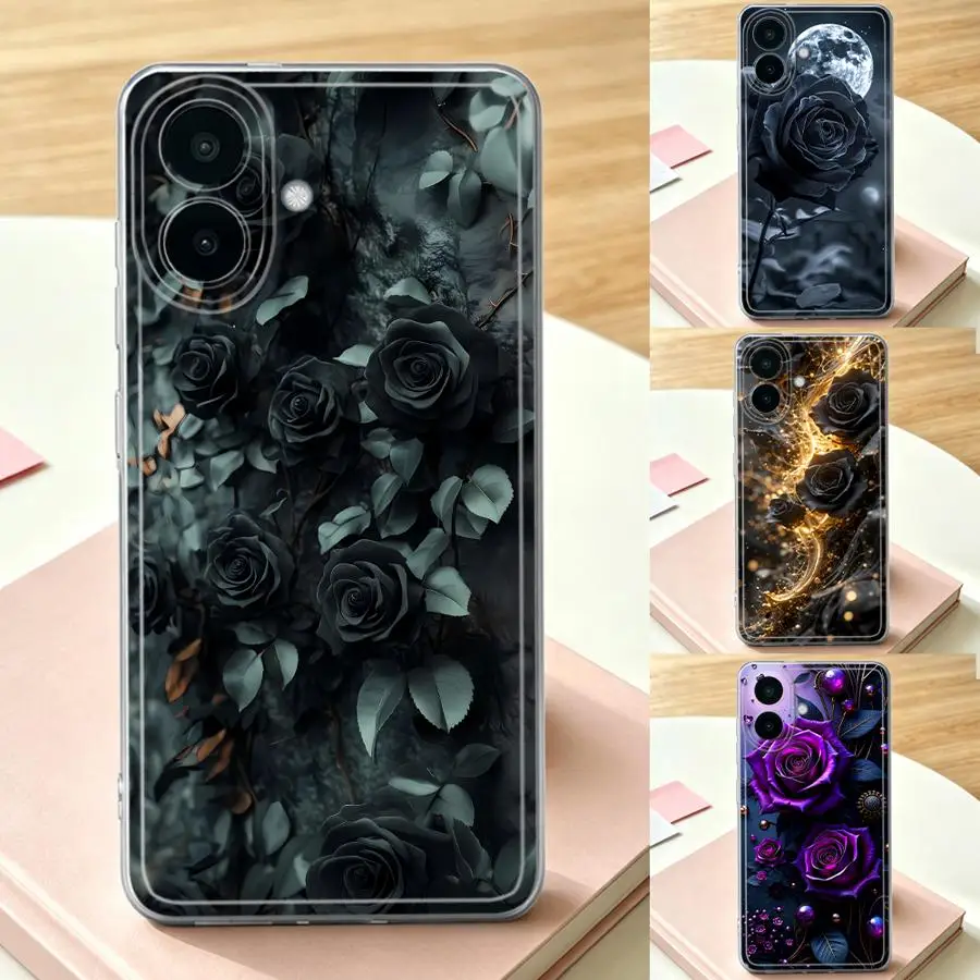 Black Rose Dark Leaf Phone Cover Case for Samsung Galaxy A14 A16 A52 A31 A25 A57 A54 A15 A33 A52 A55 A23 A36 A13 A34 A35 A56 A27