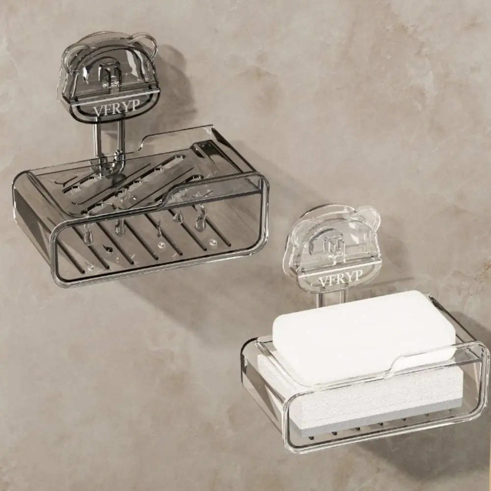 

Дренажная присоска, мыльница для ванной комнаты, двухслойная полка для хранения мыла без перфорации, настенный поднос для мыльницы с милым медведем