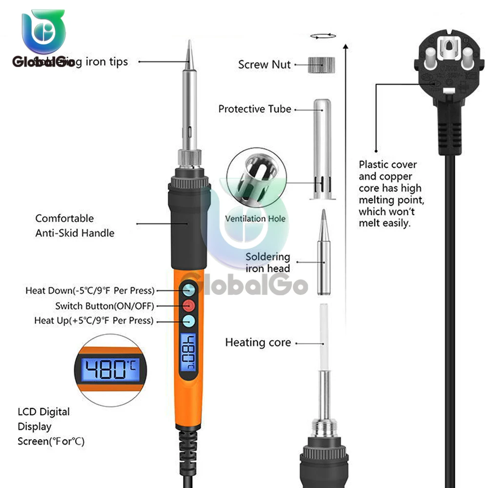 100W Electric Soldering Iron LCD Temp Adjustment Automatic Sleep Internal Thermal Ceramic Heating Electronic Welding Tools