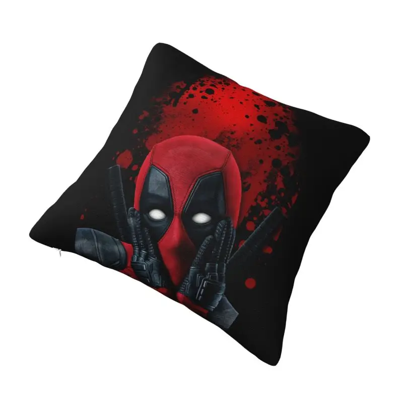 Custom Modern Funny Deadpool Cushion Cover for Sofa Velvet Throw Pillow Case