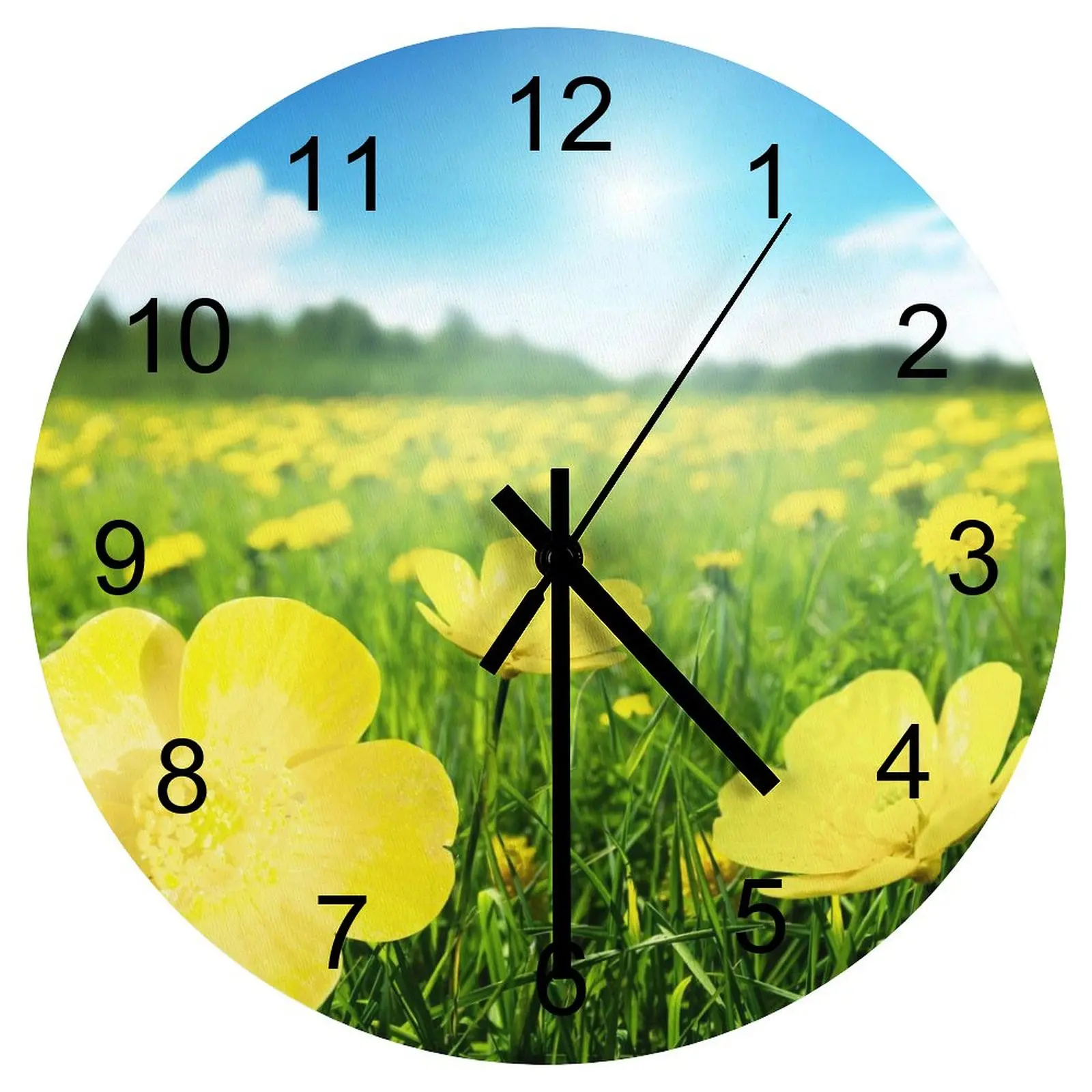 

Study Wall Clock Warm Flowers Nature Clocks 12 inch Mute Fashion Round Creative Battery Powered Modern