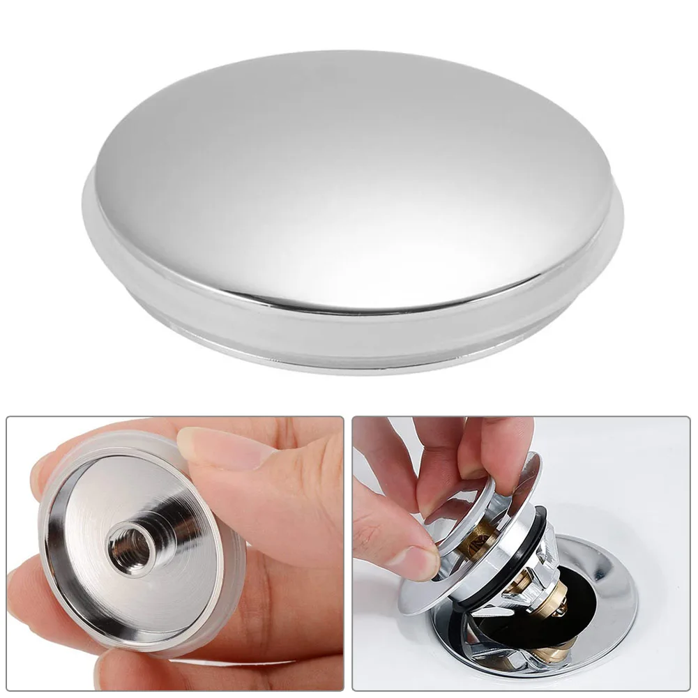 38mm Sink Tap Hole Cap Replacement Sink/Basin Waste Plug Cap Easy Pop-Up Click Clack Chrome For Bathroom Basin Sink And Bathtub