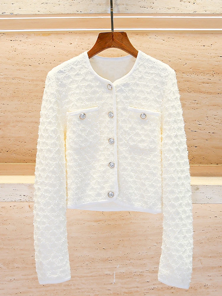 

M Home Nan You High End Women's ort Knitted Cardigan Coat Spring New Sle Small Fraance Sle Diamond Embellied Commute
