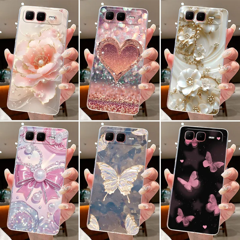 For Infinix Smart 10 Plus Phone Cover Fundas Flower Butterfly Bow Back Cover X6725B_C Soft Silicone Transparent TPU Jelly Case