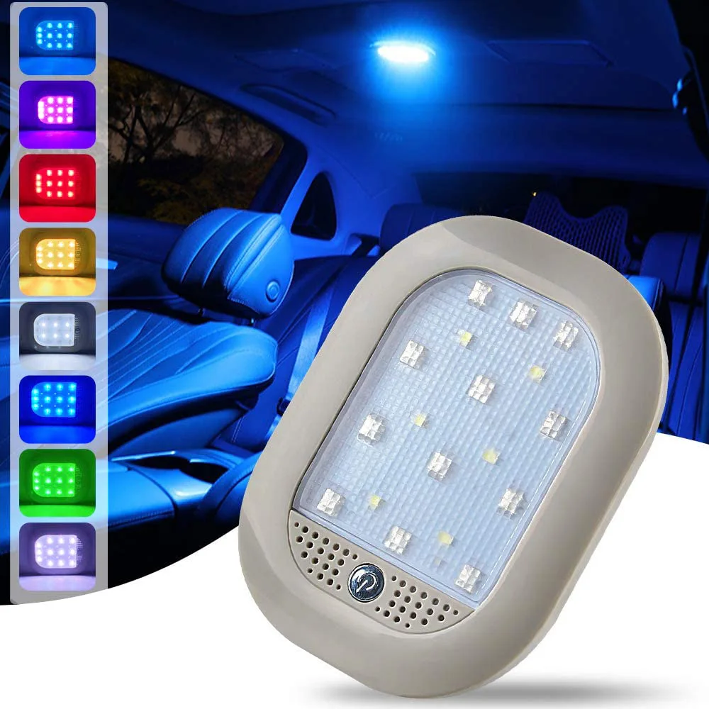 

8in1 RGB USB Car Interior Lights LED for Roof Car Atmosphere Ambient Llight Ceiling Dome Lamp Wireless