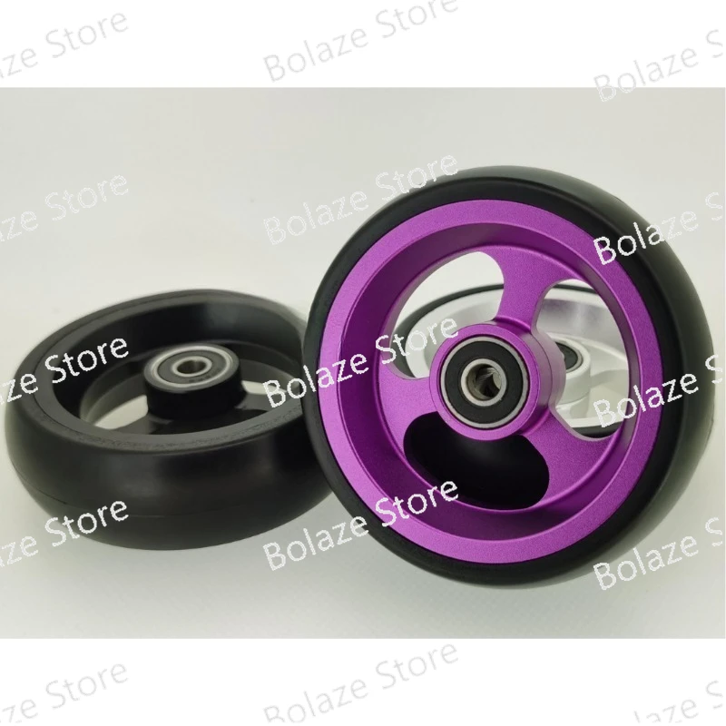 

4 Inch PU Solid Swivel Wheel with Bearing Aluminum Alloy 8mm Bore Wheelchair Front Wheel Replacement Parts