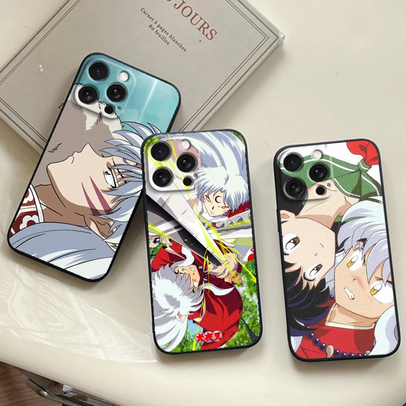 

I-Inuyasha Anime Sesshoumaru For iPhone 15 14 13 12 11 XS XR X 8 7 SE Pro Max Plus Mini Black Funda Phone Case
