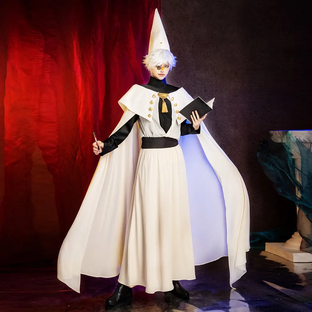 Witch Hat Atelier Qifrey Cosplay Costume White Mage Robe Outfit Full Set Uniform Role Play Halloween Carnival Party HCos
