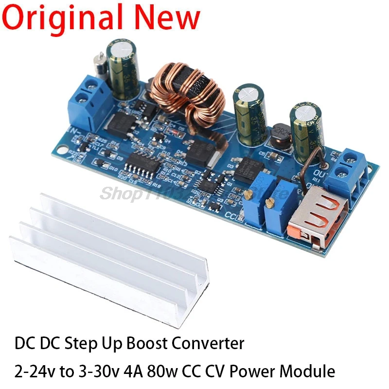 DC DC Step Up Boost Converter 2-24v to 3-30v 4A 80w CC CV Power Module Adjustable Regulated power supply 3.7V 6V 9V 12V With USB