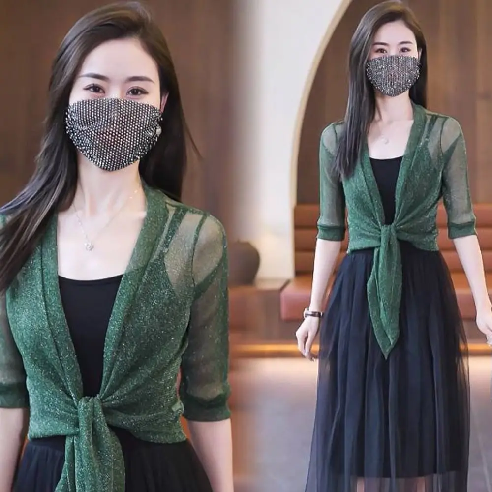 High Quality Polyester Women's Cardigan One Size Tulle Sun Protection Clothing Air-Conditioning Shirt Womens