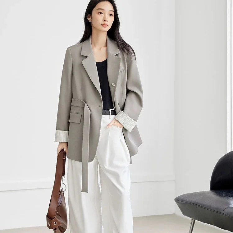 Dames Pak Vrouwelijke Kleding Elegante Vrouw Y2k Blazer College Lovertjes Dye Comfortabel Kleden Dikker Contrasterende Uitgeholde Punt