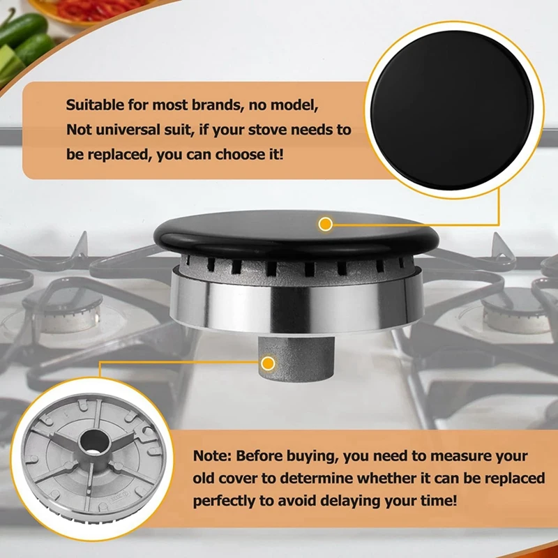 X17A 2025 NEW-16 قطعة طقم قبعات طباخ فرن الغاز الموقد تاج لهب غطاء استبدال عدة يناسب معظم موقد غاز الشعلات رئيس