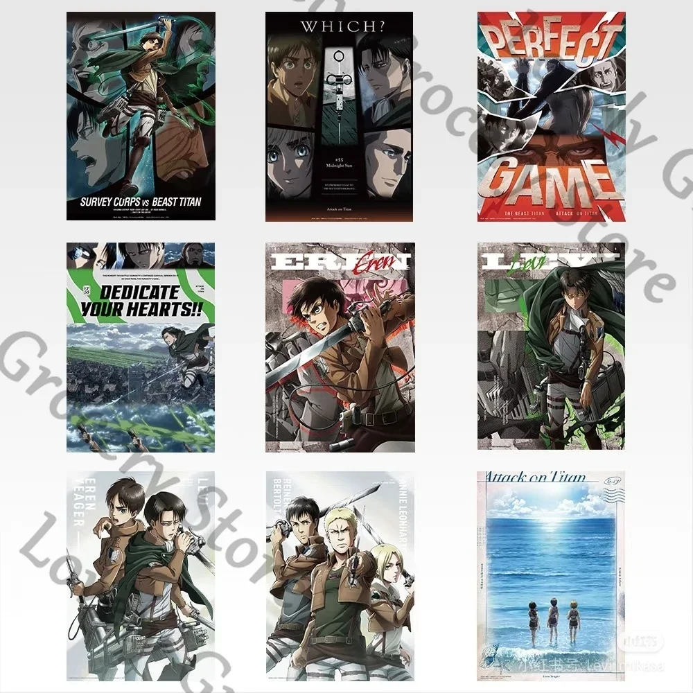 本物のアニメ「進撃の巨人」リヴァイ・アッカーマン・アーウィン・スミス「進撃の巨人」ハンジ・ゾーイコスプレ漫画プレイビルプラカードポスター