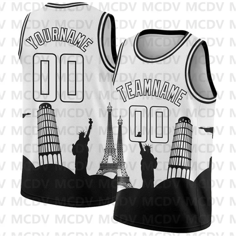 Custom Kelly Green White Holiday Travel Monuments Silhouette Authentic City Edition Basketball Jersey