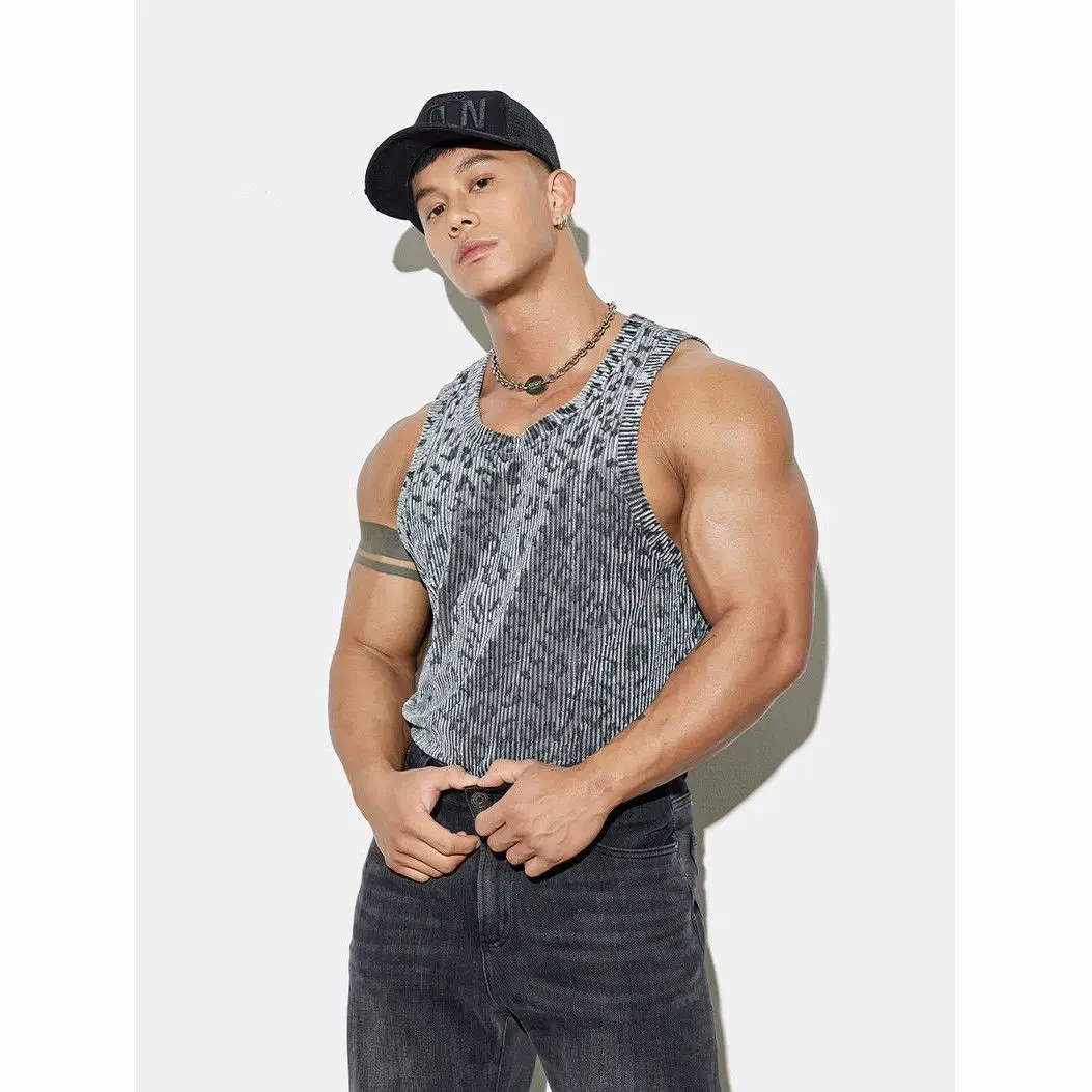

Men Clothing Tank Top New Summer High-end Designed Simple Casual Fashionable Leopard Thread Sporty Loose Versatile Tank Tops