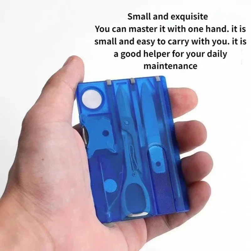 1 مجموعة التخييم في الهواء الطلق متعددة الوظائف السويسري سكين بطاقة مزيج متعددة الأغراض أدوات إنقاذ بدلة الجمال مع بطاقة أداة المصباح