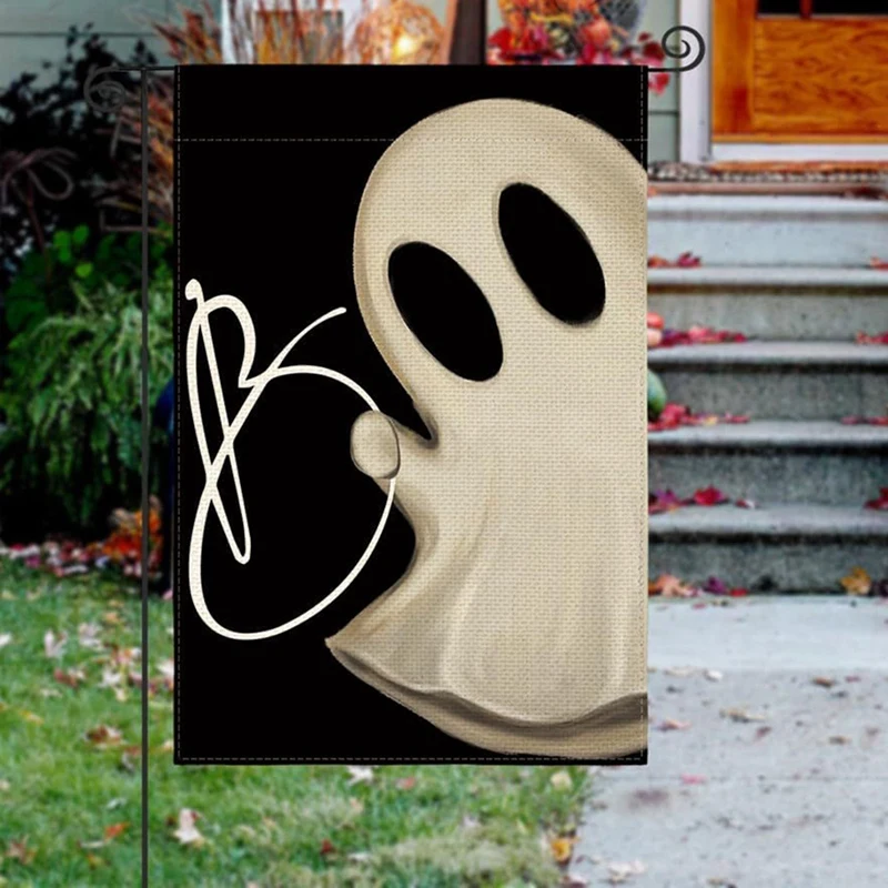 Halloween Themed Linen Double-Sided Printed Garden Flag Holiday Decor Garden Flag Welcome Flag At The Entrance