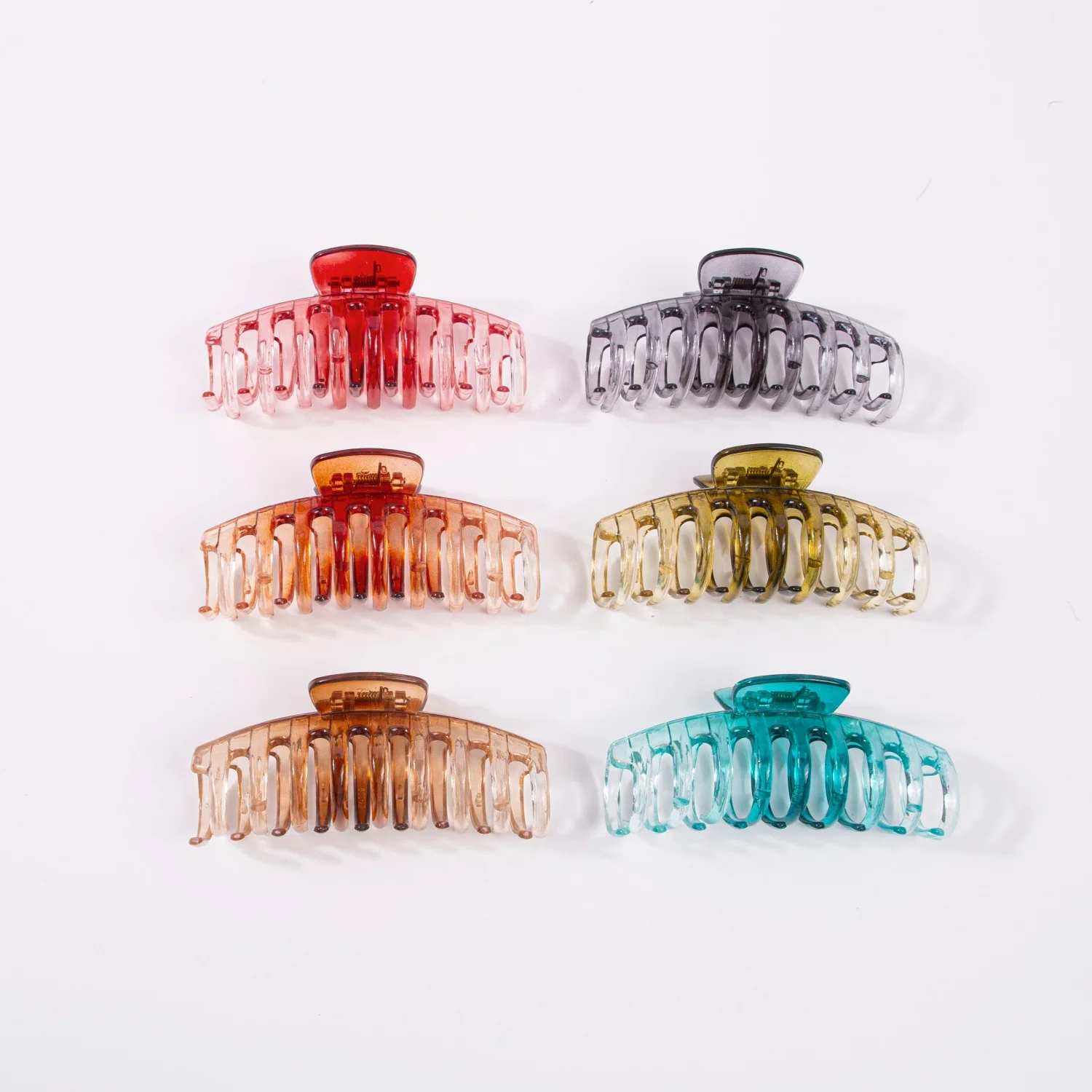6pcs Transparent Gradient Hair Claws, anti Slip Large Hair Clips, Suitable for Women's Thick Hair Daily Hair Accessories
