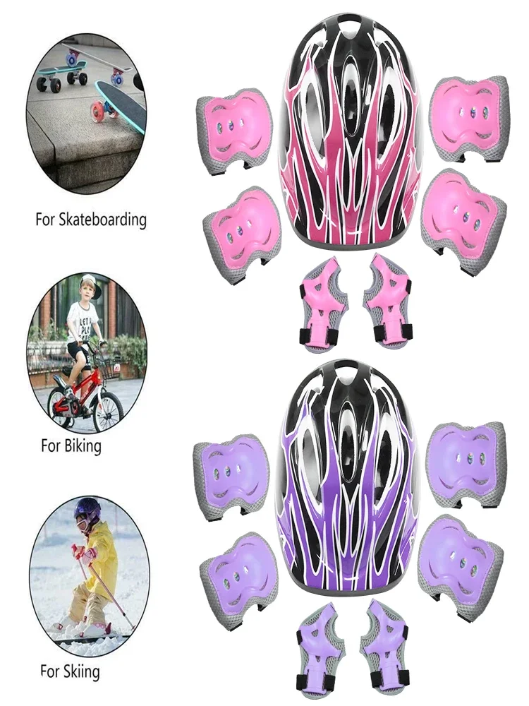AliExpress NONE 7PCS Kids Bike Helmet,Toddler Helmet Knee Elbow Pads Wrist Guards Adjustable Protective Gear Set for Skateboard Inline Skating