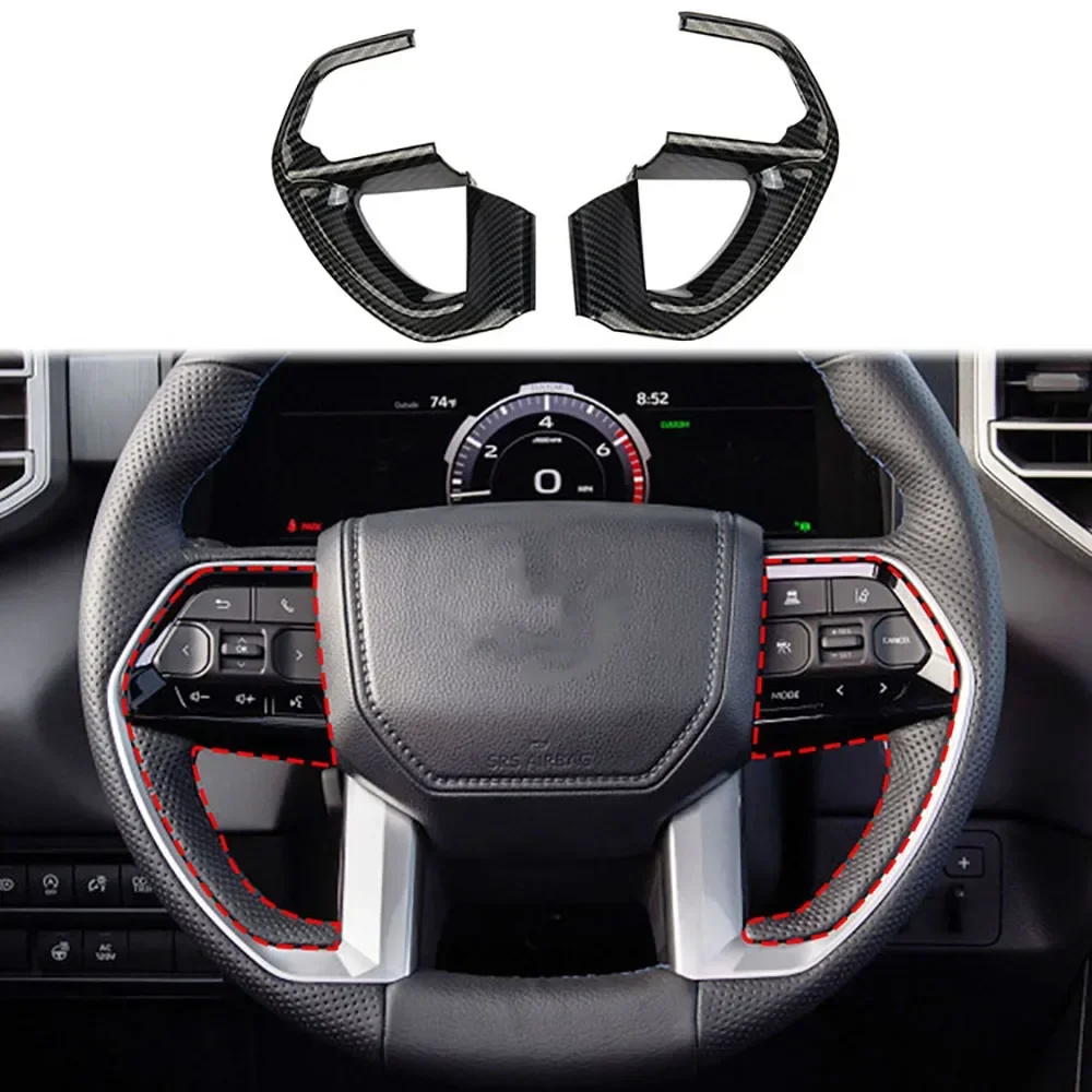 2 Pcs ABS Carbon Fiber Color Steering Wheel Frame Decorator Cover Fit For Toyota Tundra 2022+ Car Styling Accessories