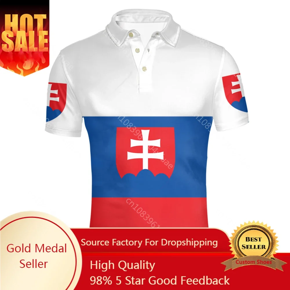 Slovakia Youth Custom Name Number Lapel T Shirt Nation Flag Slovensko Country Slovak Republic College Print Photo Logo Clothes