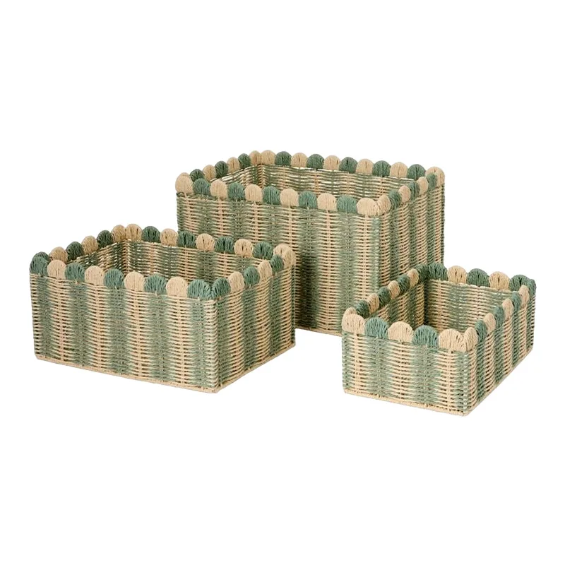 

Large Capacity Woven Storage Basket Household Desktop Organizer for Clothes Snacks Toys - Paper Rope Sorting Basket
